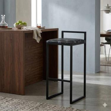 Imagem de Banqueta Cadeira Banco Quadrado Alto Para Cozinha Espaço Gourmet Bares
