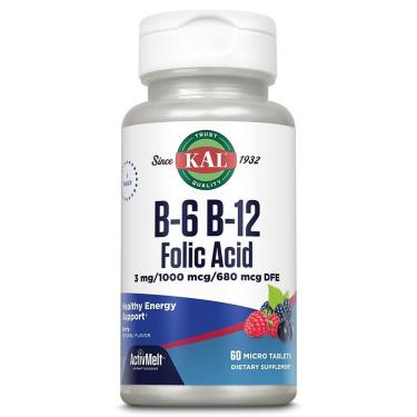 Imagem de Suplemento KAL Vitamina B-6, B-12 e Ácido Fólico 60 comprimidos-Unissex