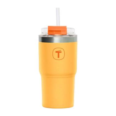 Imagem de Copo Térmico Big T para Bebidas com Canudo em Inox Isolamento Parede Dupla Uso Diário A...