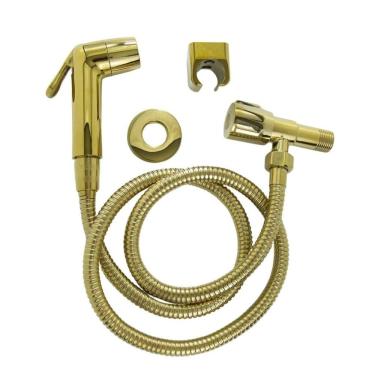 Imagem de Ducha Higiênica Completa para Lavabo e Banheiro com Registro e Suporte Dourado OEM