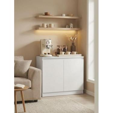 Imagem de Aparador cantinho do café para sala 2 portas e 3 prateleiras multiuso 