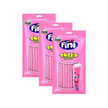 Imagem de Kit 3 Fini Regaliz Tubes Azedinhos Sabor Tutti-Frutti 80g