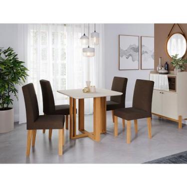 Imagem de Mesa para Sala de Jantar Flora Quadrada MDF e 4 Cadeiras Maia Cimol Na