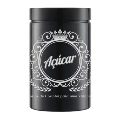 Imagem de Pote Porta Mantimentos Preto 1,5LT Tampa de Rosca Clássico Café Açúcar