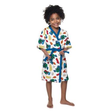 Imagem de Roupão Infantil Menino Lepper Estampado Dinossauro Quimono Felpudo, Di