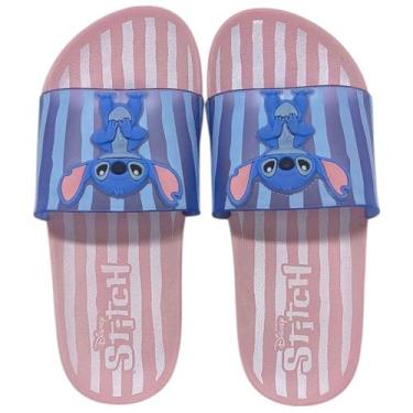 Imagem de Chinelo Infantil Menina Slide Conforto Disney Stitch, Rosa, Azul, 30