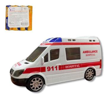 Imagem de Brinquedo Infantil Carrinho Ambulância Bate Volta Hospital Led Musical