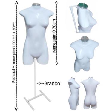 Imagem de Manequim feminino (Meio corpo Jô N.36) branco com tampa prata + pedest