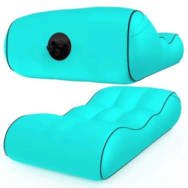 Imagem de Colchão Inflável Automático Turquesa P/ Praia, Piscina, Camping - Othe