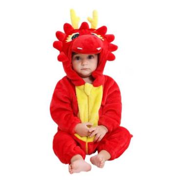 Imagem de Macacão Fantasia Infantil Iverno Frio Bebê Ursinho Dragão Dinossauro V
