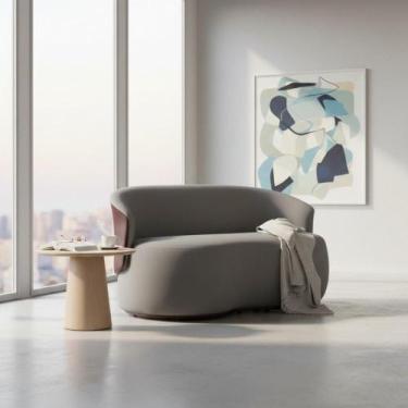 Imagem de Namoradeira Decorativa Beatriz Orgânica Composê Couro Marrom Suede Cin