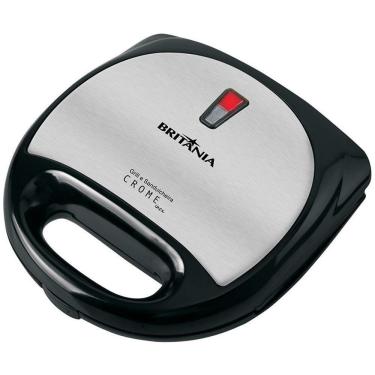 Imagem de Sanduicheira e Grill Britânia Crome Inox Antiaderente 750W Preto com Prata 220V