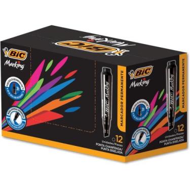 Imagem de Pincel Marcador Permanente Marking Recarregavel Preto C/12 - BIC