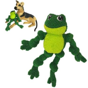 Imagem de Brinquedo Pet G Sapo Pelúcia c/ Corda p/ Cachorro Kong, Verde