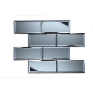 Imagem de Kit 1m² Pastilha de Vidro Refletivo 37cm x 30cm Cinza/Grey Glass Mosai