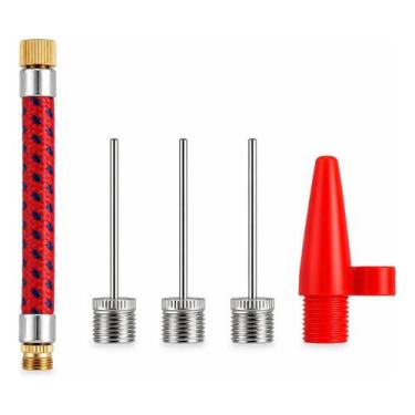 Imagem de Kit De Bicos P/ Bomba Inflar Ar Bolas Futebol Vôlei Basquete Vermelho 