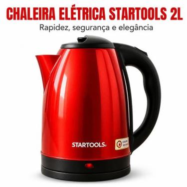 Imagem de Chaleira Jarra Elétrica Inox Vermelha 2L Voltagem127 - Startools, 110V