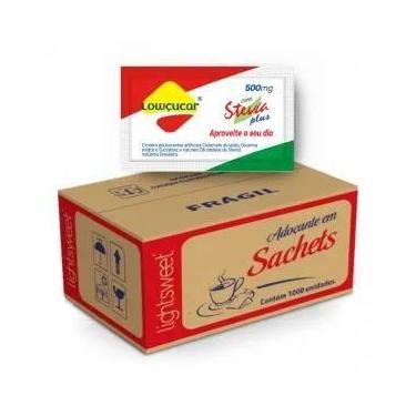 Imagem de Adocante Lowcucar Plus Com Stevia Sache Caixa Com 1000 X 0,5g
