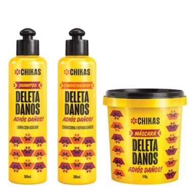 Imagem de Kit Shampoo Cond Máscara Deleta Danos Chikas Reconstrução