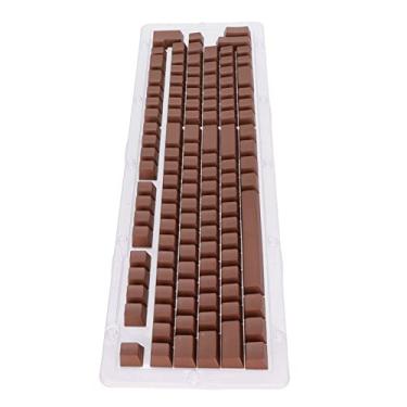 Imagem de 114 Teclas de teclado, teclado à prova de óleo transmissor de luz, teclas de teclado para a maioria dos teclados mecânicos(mini café profundo)