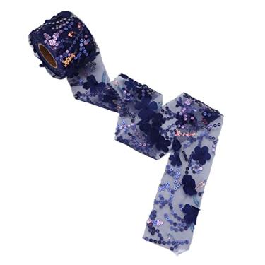 Imagem de Tecido de tule, rolo de tule com lantejoulas de resistência à abrasão para jovens para decoração de festa para decoração de interiores para menina(Marinha)