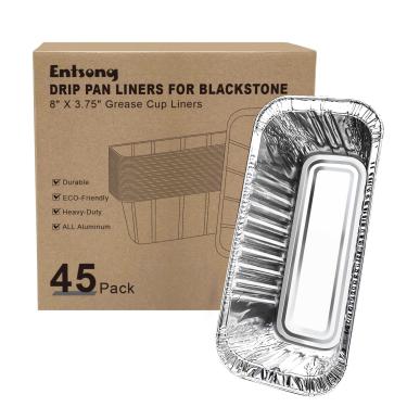 Imagem de Entsong Pacote com 45 forros de reposição para bandeja coletora Blackstone, forro de copo de graxa traseira compatível com Blackstone 91,44 cm l 71,12 cm l 76,20 cm l 55,88 cm L 43,18 cm Bandeja de graxa descartável resistente