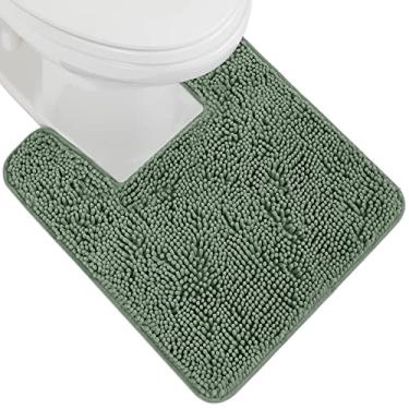 Imagem de GORILLA GRIP Tapete de banho de chenille felpudo absorvente de pelúcia para base quadrada de vaso sanitário com suporte de borracha, tapetes laváveis à máquina, tapetes de contorno de microfibra macia