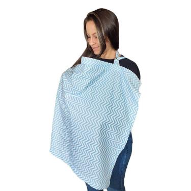 Imagem de Capa De Amamentação Multiuso Proteção Para Amamentar Ao Ar Livre Avental Menino Azul Chevron