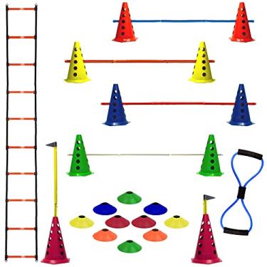 Imagem de Escada + 10 Cones C/Barreiras + 10 Pratos + Elást. Extensor