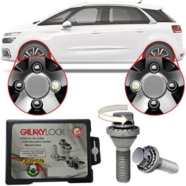 Imagem de Trava Antifurto Anti Roubo de Roda Parafuso Porca Farad Galaxylock Citroen C4 Picasso 2008 à 2019 Com Mais de 10.000 Segredos BE8/M