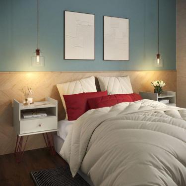 Imagem de Kit 02 Mesas de Cabeceira Quarto Bill 01 Gaveta Pés de Ferro