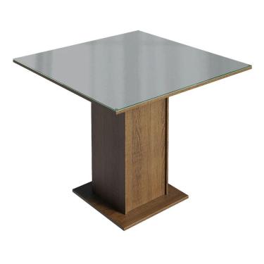 Imagem de Mesa de Jantar Quadrada Tampo de Vidro Madesa 5363 - Rustic/Cinza