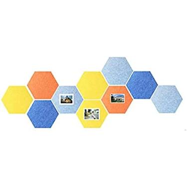Imagem de KRASS 10 peças placas de aviso de feltro, criatividade, painéis acústicos hexagonais coloridos para escritório quarto adesivos de parede decorativos placa de feltro reutilizável, #6, Collector88