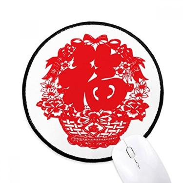 Imagem de Lanterna chinesa vermelha padrão tradicional mouse pad desktop escritório tapete redondo para computador