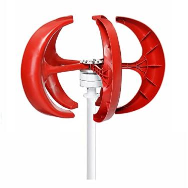 Imagem de Gerador de vento das turbinas eólicas 12000W, gerador de vento home da lâmina de 220V 12V 24 V 48V 5 com controlador para a luz de rua dos híbridos home (vermelho),12v
