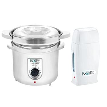 Imagem de Kit Depilação Termocera 400g Com Refil Branca + Aquecedor de Cera Roll-on Todo Branco Mega Bell