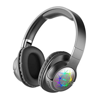 Imagem de SZAMBIT Fones de ouvido sem fio Bluetooth Headset Gamer Luz RGB Cancelamento de ruído Fone de ouvido para jogos com microfone para telefone PC (Preto,Estilo 2)