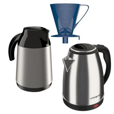 Imagem de Kit Chaleira elétrica 220V+ Garrafa Térmica Inox 0,6l+Filtro