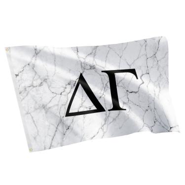 Imagem de Bandeira de Bandeira Delta Gamma com Letra de Irmandade 1,2 m x 1,2 m Decoração de Placa DG - Mármore Claro
