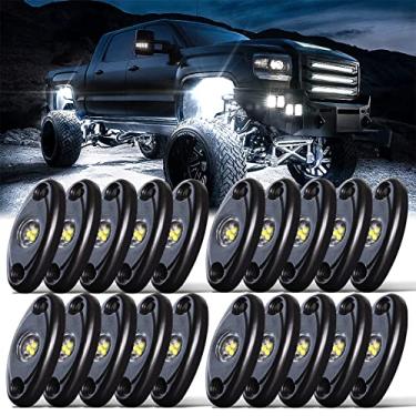 Imagem de LEDMIRCY Luzes LED Rock brancas 20 pçs para caminhão off-road RZR Auto Car Boat ATV SUV Impermeável Alta Potência Neon Trail Rig Luzes à prova de choque/Pacote com 20, Branco
