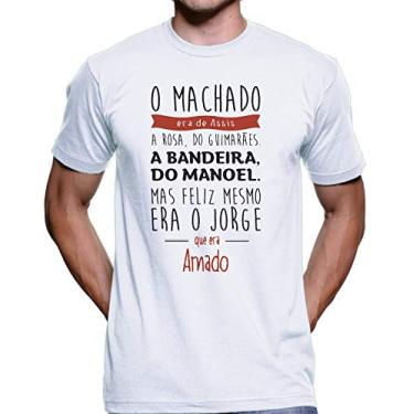 Imagem de Camiseta Machado De Assis Bandeira Jorge Amado Algodão 1175 (Branco, GG)