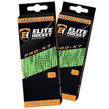 Imagem de Elite Hockey Cadarços para skate Pro X7 Wide Cotton Hockey - Conjunto de 2 pares, Verde limão, 96"