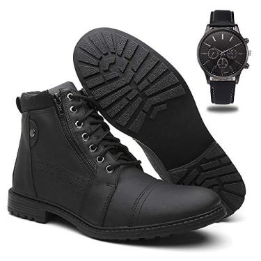 Imagem de Bota Masculina Casual Coturno Original + Relógio - Preto/41