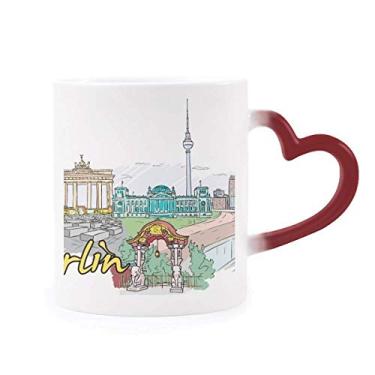 Imagem de Caneca alemã Berlim arquitetura sensível ao calor Caneca vermelha que muda de cor
