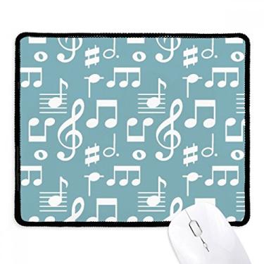 Imagem de Mouse pad branco com barra de notas musicais azul preto borda costurada antiderrapante jogo