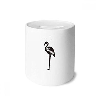 Imagem de DIYthinker Caixa de moedas de cerâmica flamingo preta e branca com porta-moedas para presente de cofrinho