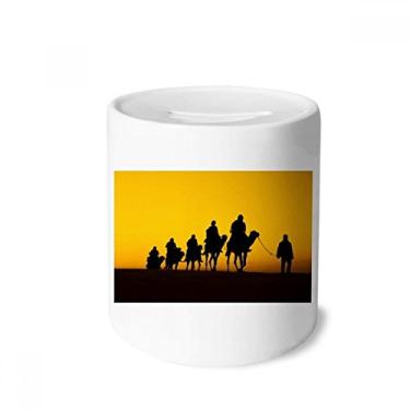 Imagem de DIYthinker Outline Sunset Journey Silk Road Camel Deserto Dinheiro Caixa Cerâmica Porta-Moedas Presente Porquinho