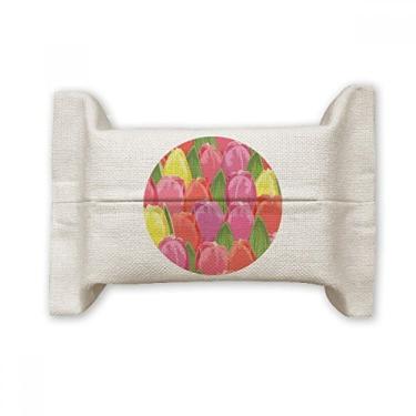 Imagem de Bolsa de linho de algodão para lenços faciais Tulipa com flor de aquarela