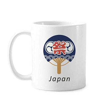 Imagem de Caneca clássica de cerâmica para ventilador de papel da cultura japonesa com alças 350 ml