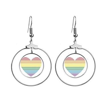 Imagem de Arco-íris Gay LGBT Brincos com Lésbica Coração LGBT Pingente Joia Círculo Gota